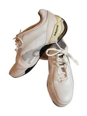 PUMA Kart Racing Cell Leather Shoes White Gray Womens Size 7